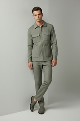 Green Safari Linen Suit